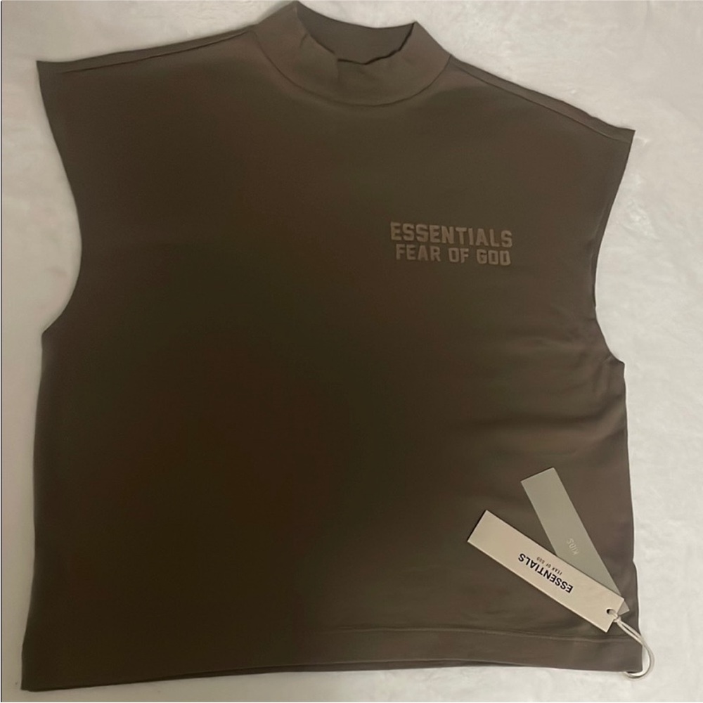 Fear of God ESSENTIALS Sleeveless Mock Neck Top - Brown
